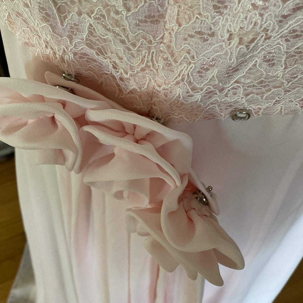 LANZ OF SALSBURG VINTAGE BRIDESMAIDS DRESS WITH DETACHABLE TRAIN PALE PINK 14 - Picture 6 of 9